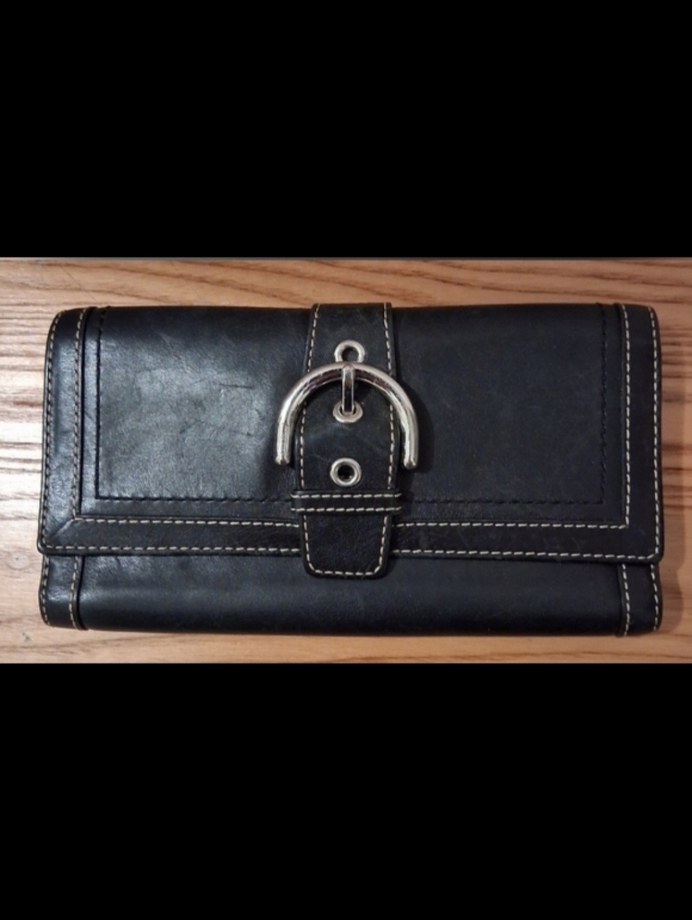 EUC Vintage Y2K Coach Soho Hampton Black Leather Trifold Clutch Wallet Bag